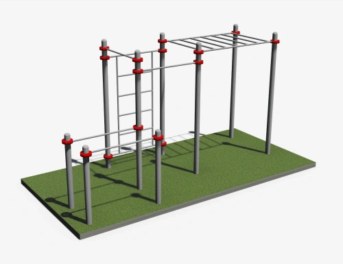 Два турника разноуровневых, брусья, шведская стенка и рукоход