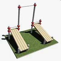 Две скамьи и уличный турник